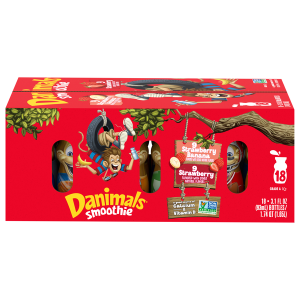 Danimals Smoothie Strawberry & Strawberry-Banana Drink - 18 pk