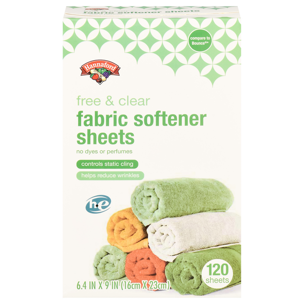 Hannaford Fabric Softener Dryer Sheets Free & Clear