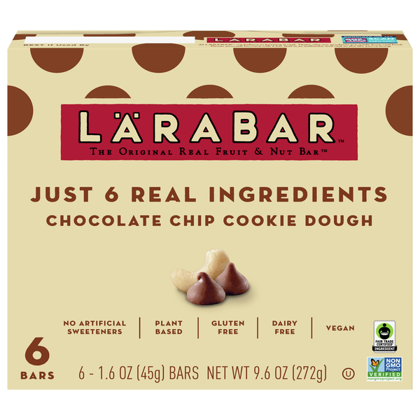 LARABAR Gluten Free Chocolate Chip Cookie Dough Fruit & Nut Bar - 6 ct