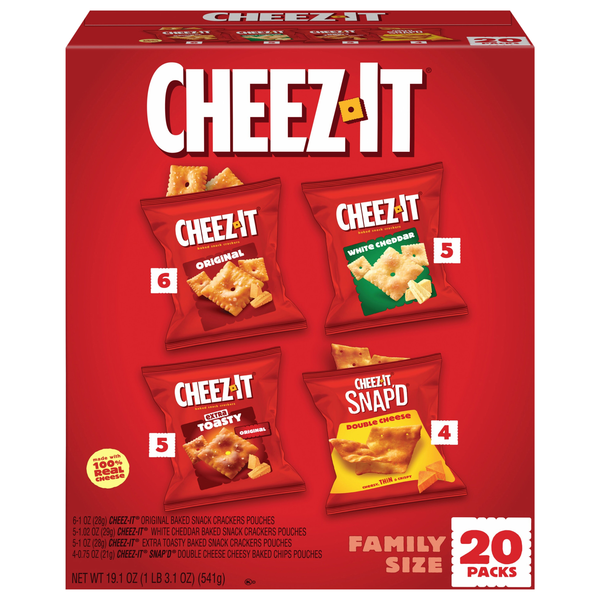 Cheez-It Classic Mix Baked Cheese Crackers Variety Packs - 20 ct
