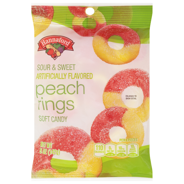 Hannaford Sour & Sweet Peach Rings Soft Candy