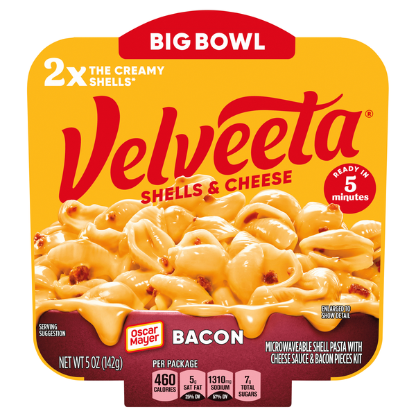 Velveeta Big Bowl Shells & Cheese with Oscar Mayer Bacon Microwaveable