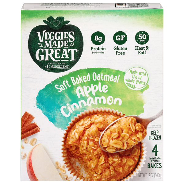 Veggies Made Great Apple Cinnamon Soft Baked Oatmeal - 4 ct Frozen