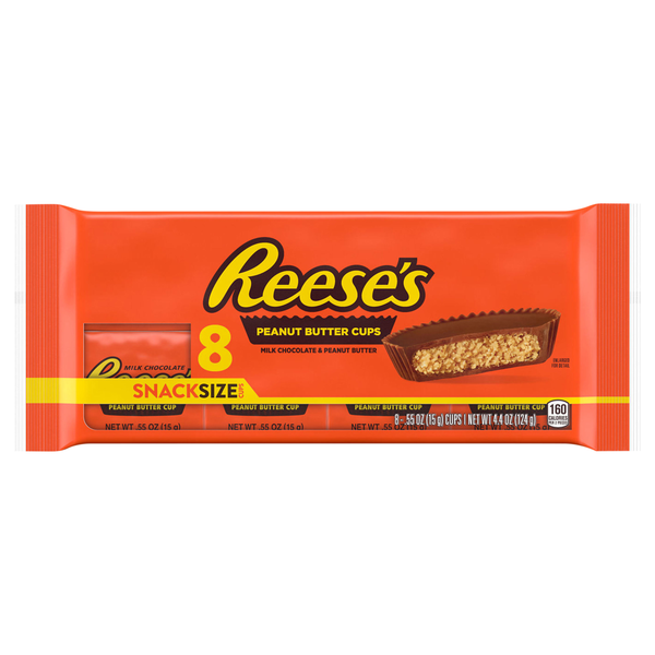 Reese's Milk Chocolate Peanut Butter Cups Candy Snack Size - 8 ct