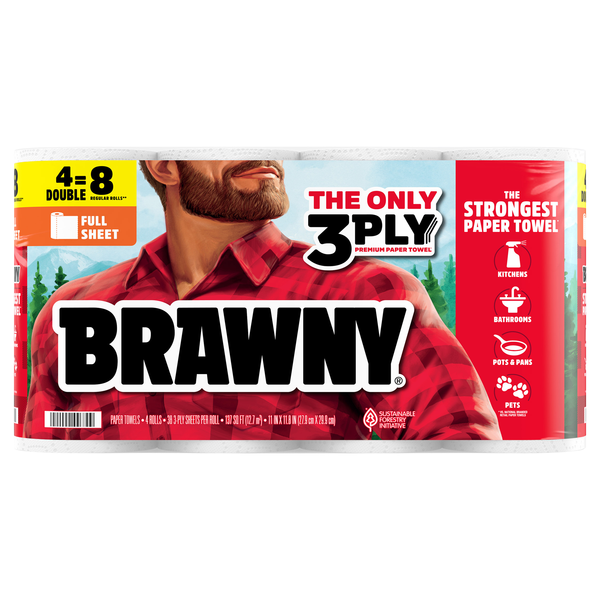 Brawny Full Sheet Double Rolls 3-Ply Paper Towels - 4 ct