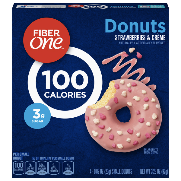Fiber One 100 Calories Strawberries & Creme Small Donuts - 4 ct