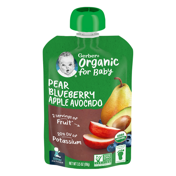 Gerber Organic 2nd Baby Food Pear Blueberry Apple Avocado