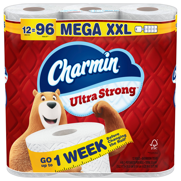 Charmin Ultra Strong Mega XXL Roll 2-Ply Toilet Paper Unscented - 12 ct