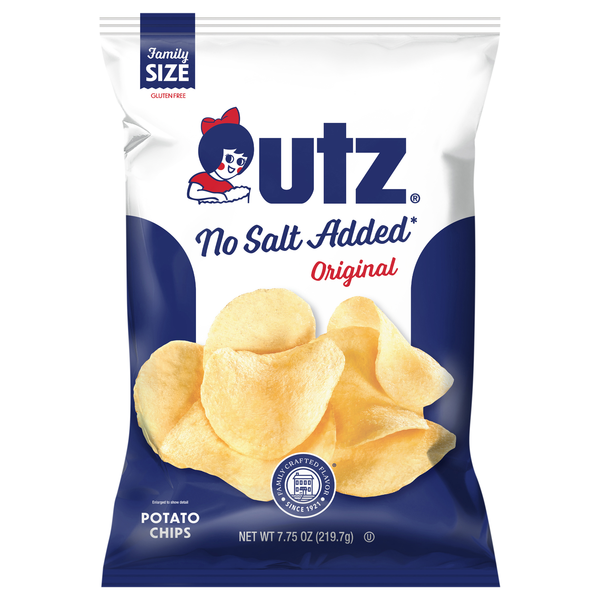 Utz Gluten Free No Salt Added Original Potato Chips Family Size