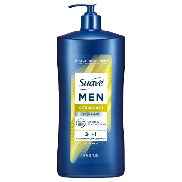 Suave Men Citrus Rush 3-in-1 Shampoo Conditioner & Body Wash