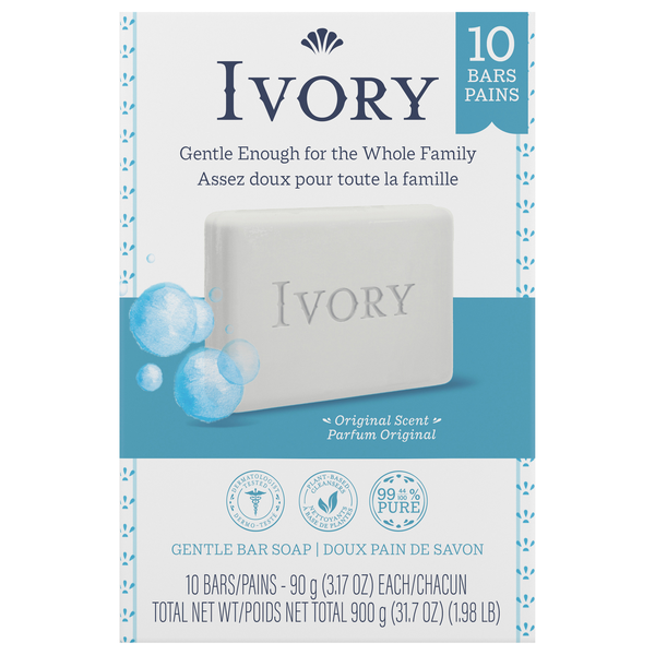 Ivory Original Scent Gentle Soap Bars - 10 ct