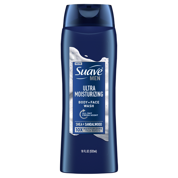 Suave Men Ultra Moisturizing Shea & Sandalwood Body + Face Wash