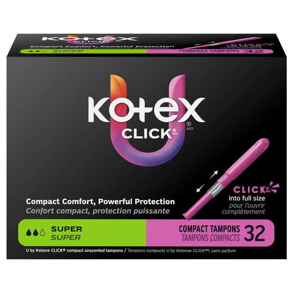 U by Kotex Click Unscented Super Compact Tampons