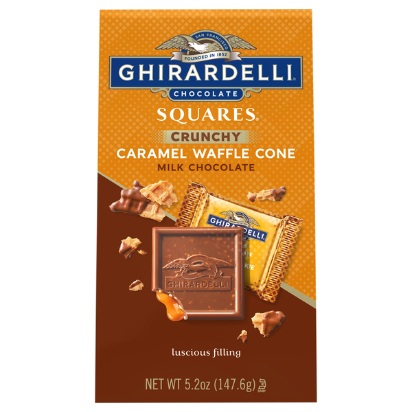 Ghirardelli Caramel Waffle Cone Crunchy Milk Chocolate Candy Squares