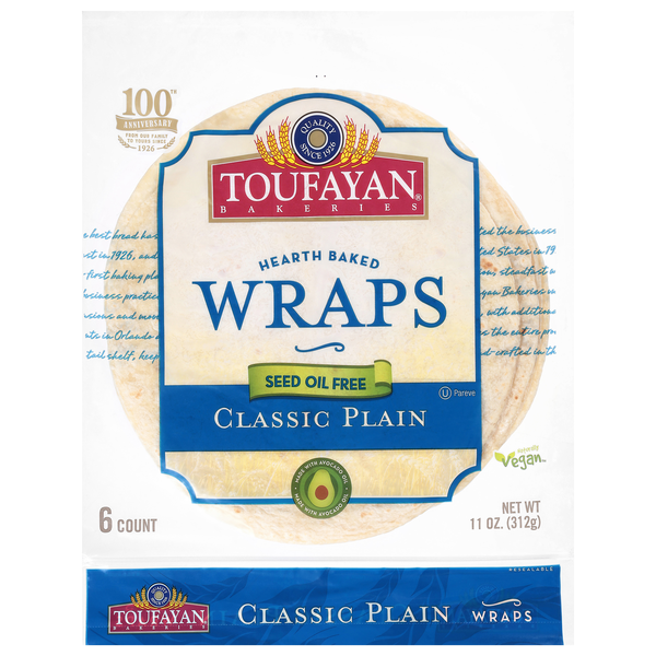Toufayan Classic Plain Wraps - 6 ct