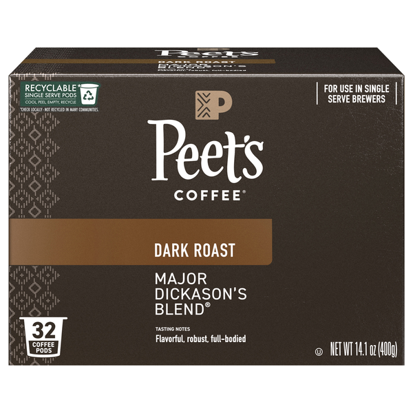Peet's Major Dickason's Dark Roast Single Serve Coffee K-Cup Pods