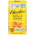 Chocolove Gluten Free Toffee & Almonds Milk Chocolate Candy Bar 33% Cocoa