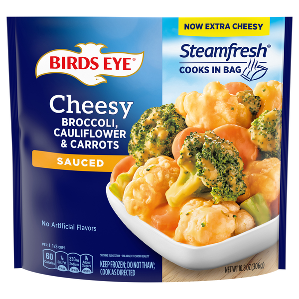 Birds Eye Steamfresh Sauced Cheesy Broccoli Cauliflower & Carrots Frozen
