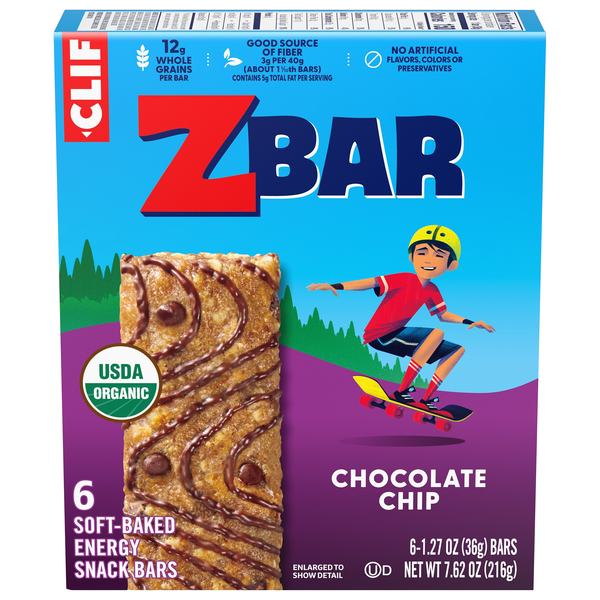 CLIF KID Zbar Organic Chocolate Chip Energy Bars - 6 ct