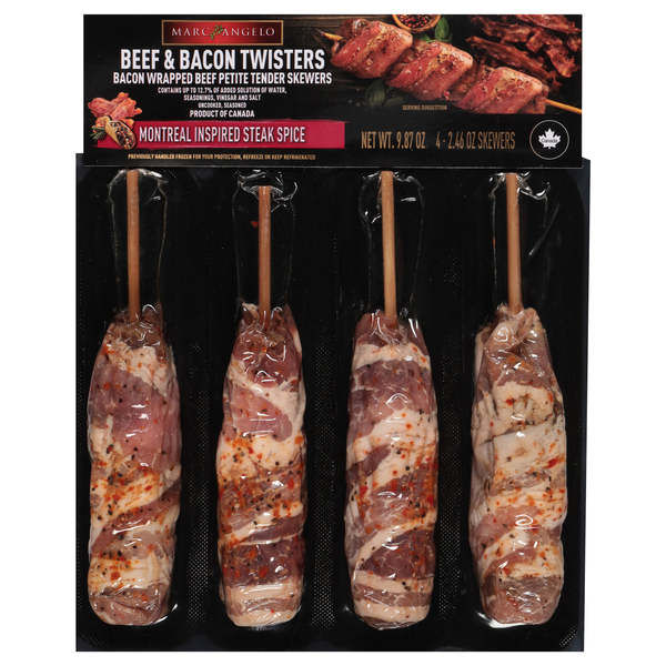 Marc Angelo Montreal Spice Bacon Twisters Beef Petite Tender Skewers 4 ct