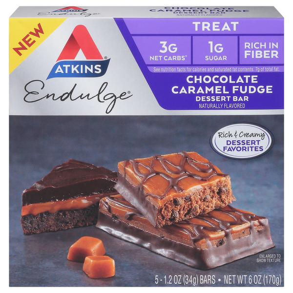 Save on Atkins Endulge Treat Chocolate Caramel Fudge Dessert Bar Low