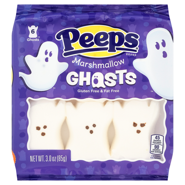 PEEPS Marshmallow Ghosts Chewy Halloween Candy - 6 ct