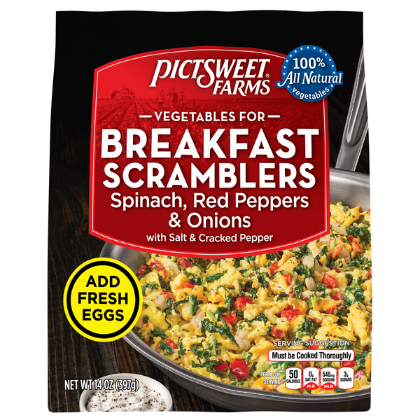 Pictsweet Farms Breakfast Scramblers Spinach Red Peppers & Onions Frozen