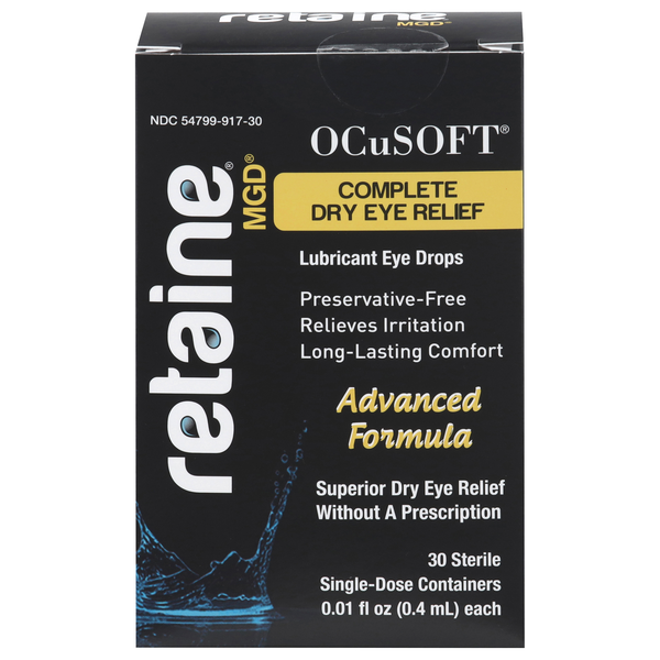 OCuSoft Retaine MGD Lubricant Eye Drops Relief Single-Dose for Dry Eyes