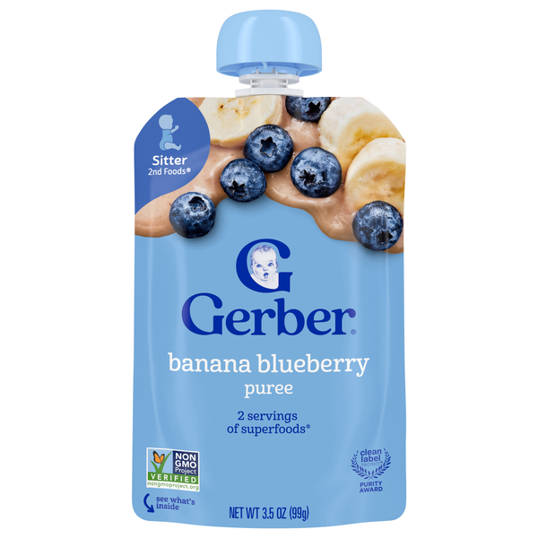 Gerber Sitter 2nd Baby Food Banana Blueberry Puree
