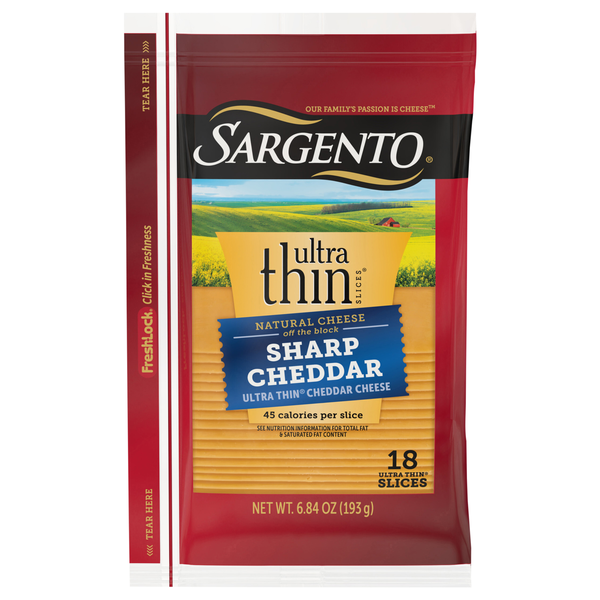 Sargento Natural Ultra Thin Sharp Cheddar Cheese Slices - 18 ct