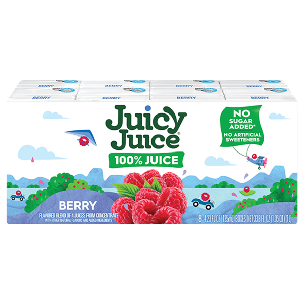 Juicy Juice No Added Sugar 100% Berry Juice Boxes - 8 pk