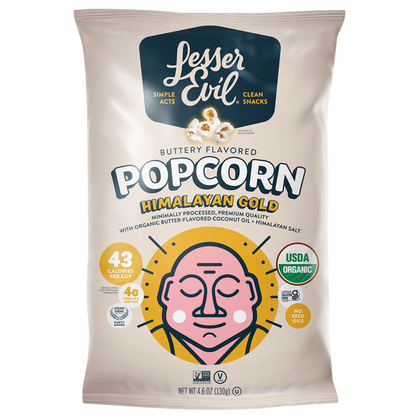 LesserEvil Organic Buttery Flavor Himalayan Gold Popcorn