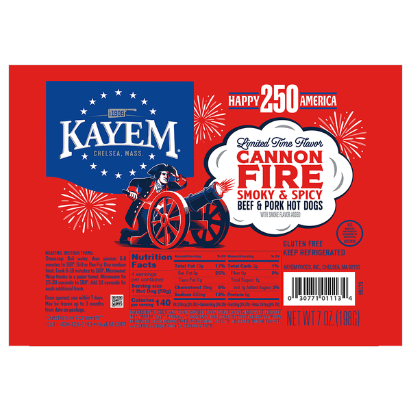Kayem Cannon Fire Smoky & Spicy Beef & Pork Hot Dogs