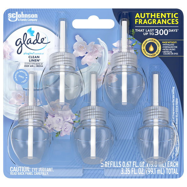 Glade plugIns Clean Linen Scented Oil Refills - 5 ct