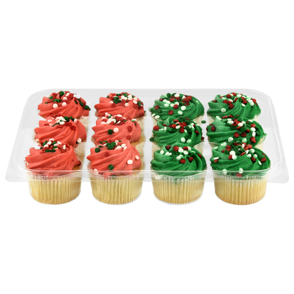 Hannaford Bakery Mini Vanilla Christmas Cupcakes - 12 ct
