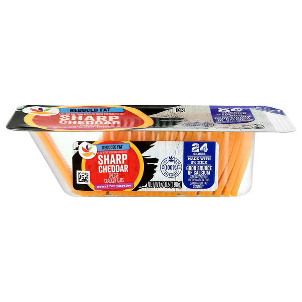 Our Brand Reduced Fat Sharp Cheddar Cheese Cracker Cut Slices - 24 ct