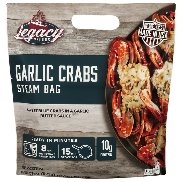 Legacy Foods Blue Crabs in Garlic Butter Sauce Frozen