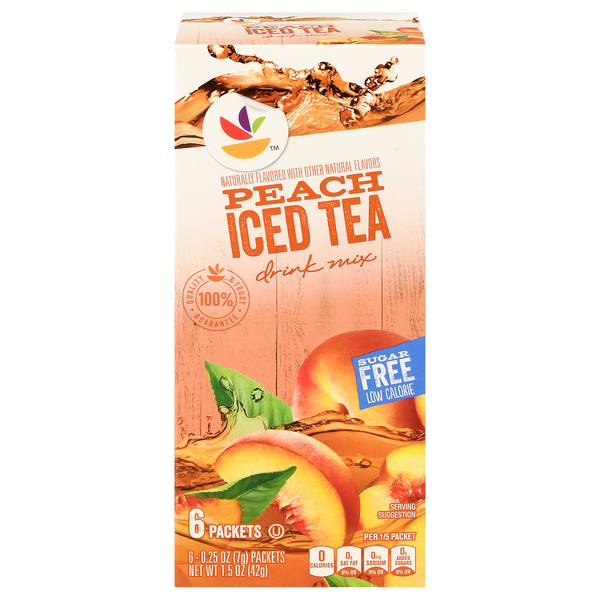 Our Brand Sugar Free Peach Flavor Iced Tea Drink Mix Packets - 6 ct