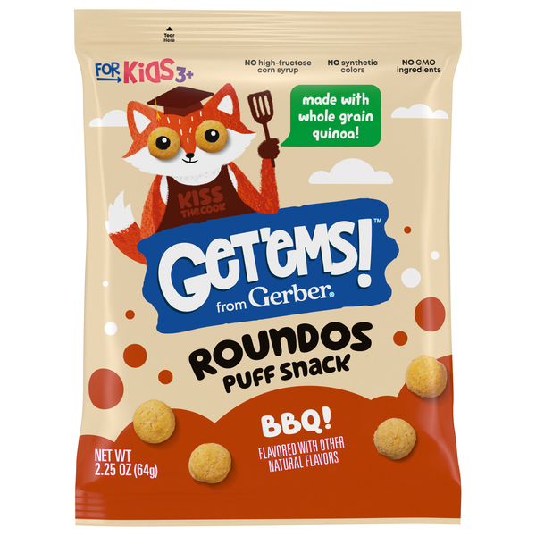 Get'ems! from Gerber BBQ Roundos Puff Snack Made with Whole Grain Quinoa