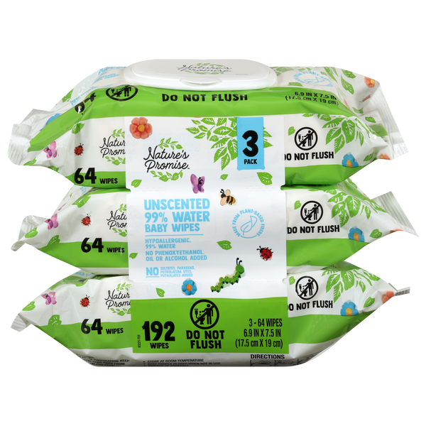 Nature's Promise Unscented 99% Water Baby Wipes - 3 pk