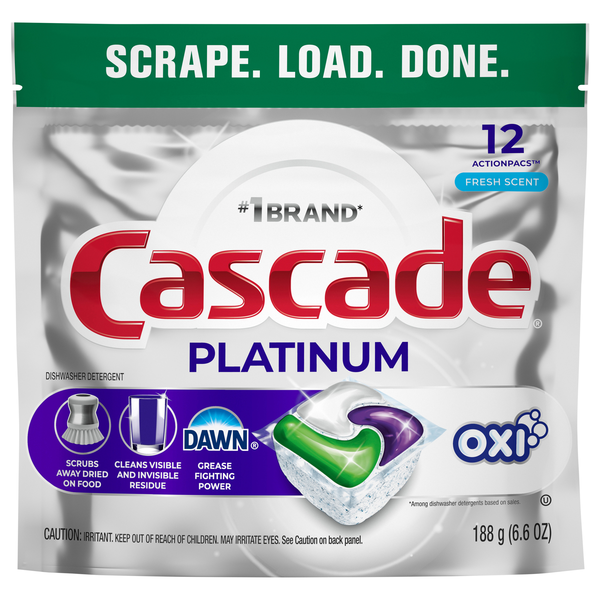 Cascade Platinum + Oxi Dawn Fresh Scent Dishwasher Detergent Pacs - 12 ct