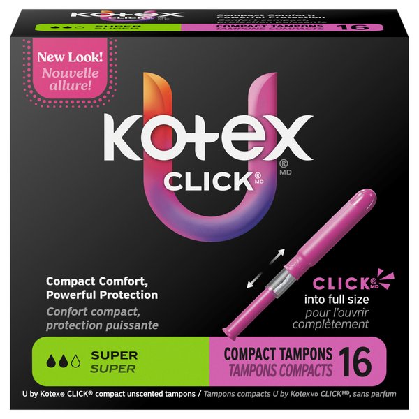 U by Kotex Click Unscented Super Compact Tampons