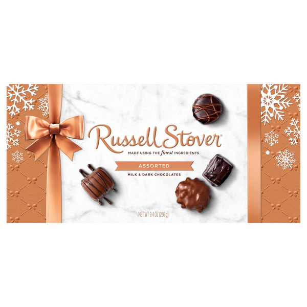 Russell Stover Assorted Milk & Dark Chocolates Christmas Candy Gift Box