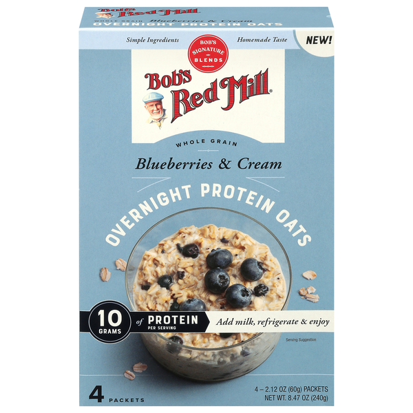 Bob's Red Mill Blueberries & Cream Overnight 10g Protein Oats - 4 ct