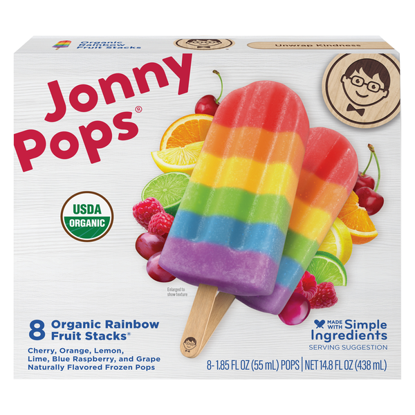 JonnyPops Organic Rainbow Fruit Stacks Ice Pops - 8 ct