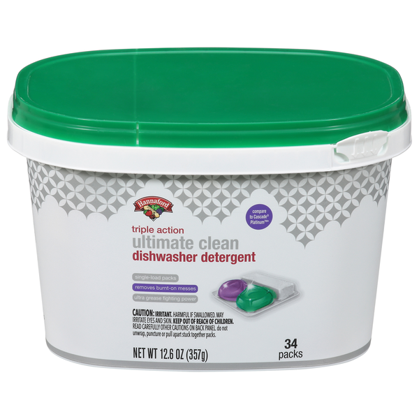 Hannaford Ultimate Clean Triple Action Dishwasher Detergent Packs 34 ct