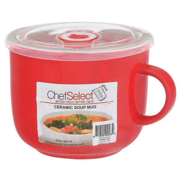 ChefSelect Soup Mug with Lid Ceramic 20 oz