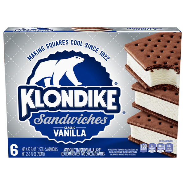 Save on Klondike Ice Cream Sandwiches Classic Vanilla 6 ct Order