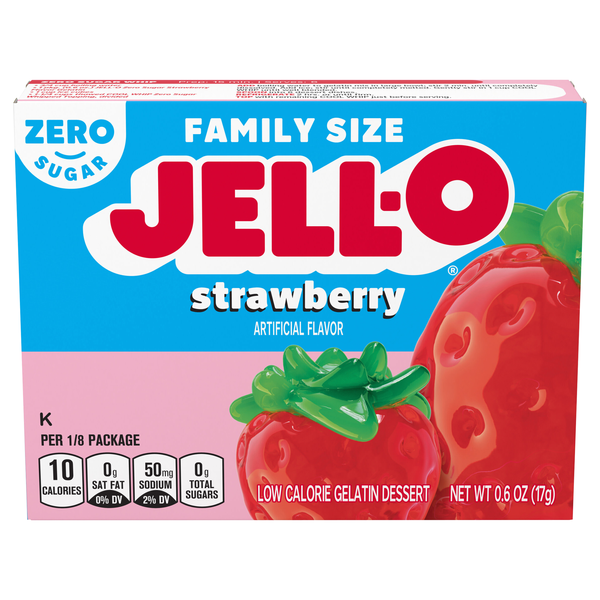 Jell-O Zero Sugar Strawberry Flavored Gelatin Dessert Mix