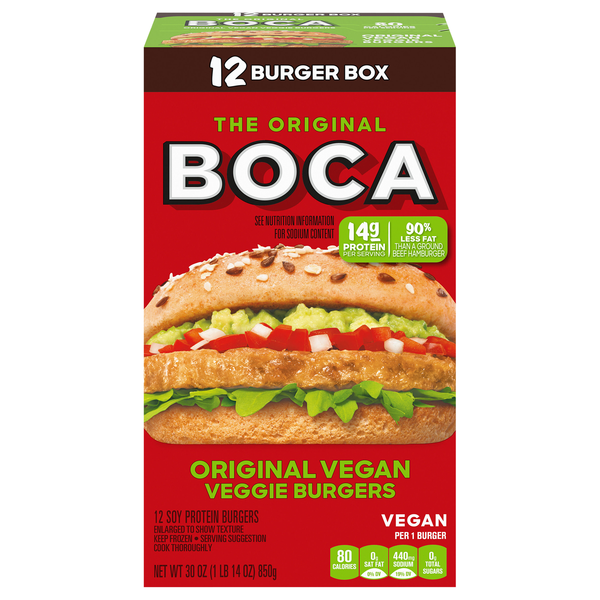 Boca The Original Vegan Veggie Burgers - 12 ct Frozen